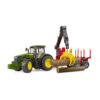 Bruder tractor John Deere 7R 350 cu remorca forestiera si 4 busteni - BR03154