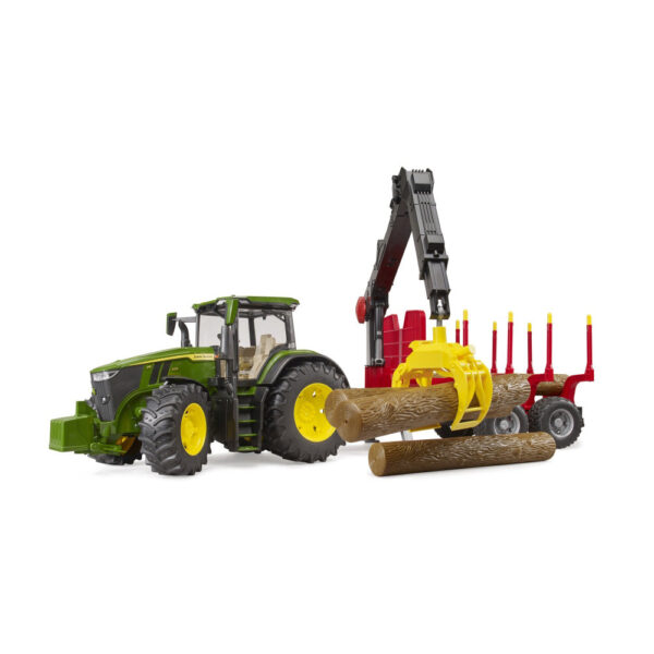 Bruder tractor John Deere 7R 350 cu remorca forestiera si 4 busteni - BR03154