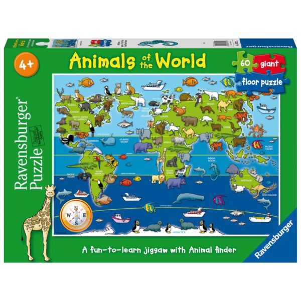 Puzzle mare de podea harta animalele lumii 60 piese - RVSPC07072