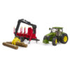 Bruder tractor John Deere 7R 350 cu remorca forestiera si 4 busteni - BR03154