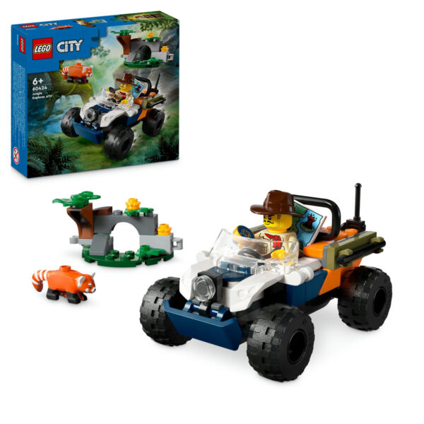 60424-lego-city LEGO City - Exploratorul junglei pe ATV în cautarea unui panda rosu 60424, 92 piese
