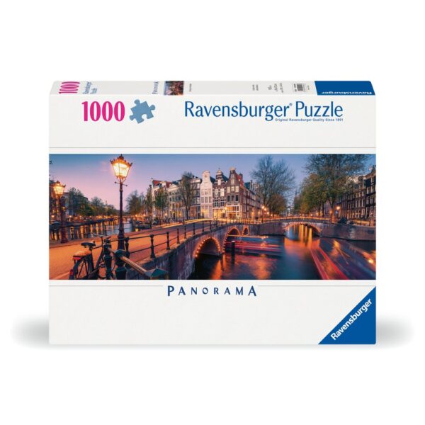 Ravensburger - Puzzle panorama noaptea in Amsterdam 1000 piese design nou - RVSPA00446