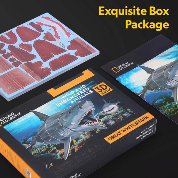 Cubic Fun - Puzzle 3D marele rechin alb 72 piese - CUDS1098h