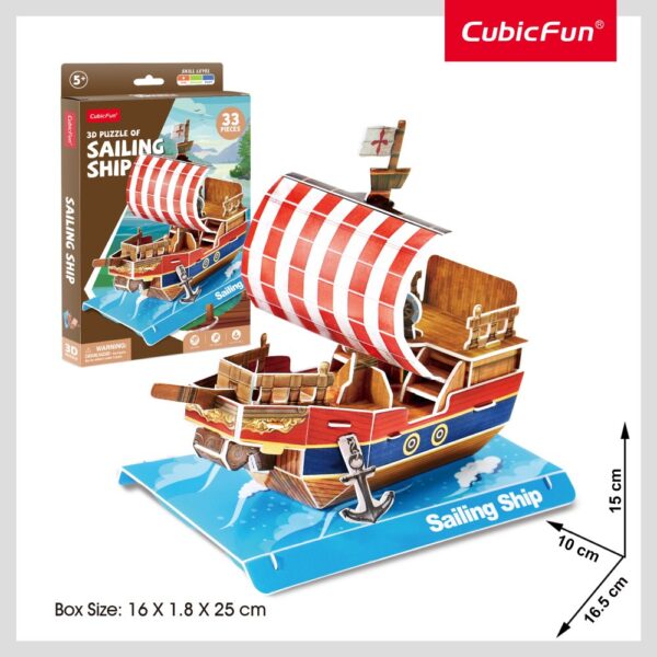 Cubic Fun - Puzzle 3D nava cu panze 33 piese - CUW3122h
