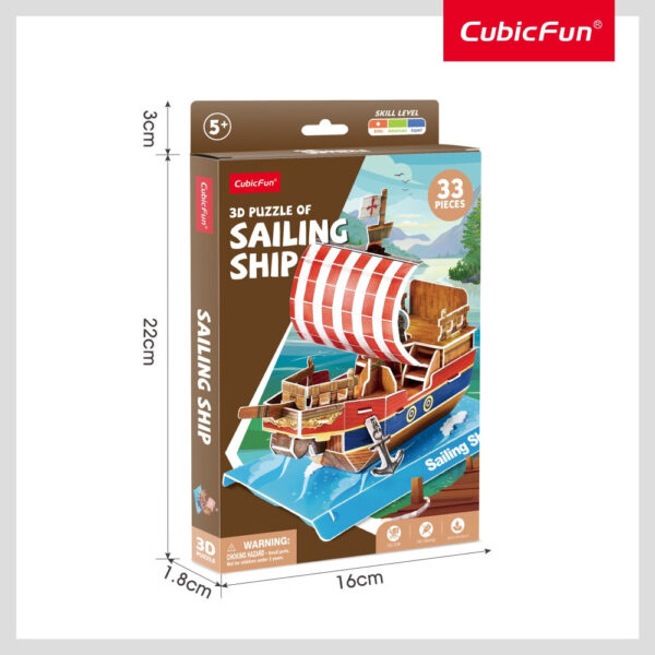Cubic Fun - Puzzle 3D nava cu panze 33 piese - CUW3122h