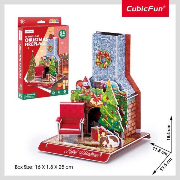Cubic Fun - Puzzle 3D semineu decorat de Craciun 24 piese - CUW3153