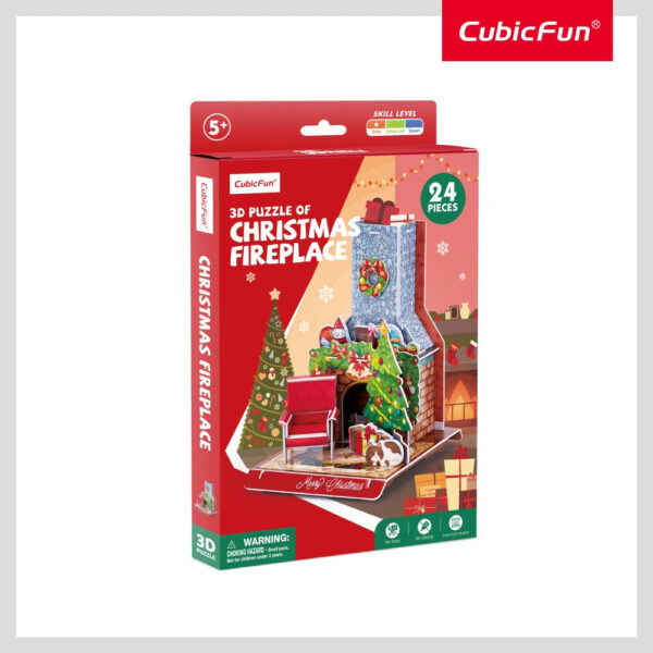 Cubic Fun - Puzzle 3D semineu decorat de Craciun 24 piese - CUW3153