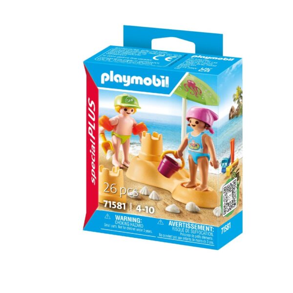 Playmobil - Figurine copii cu castel de nisip - PM71581