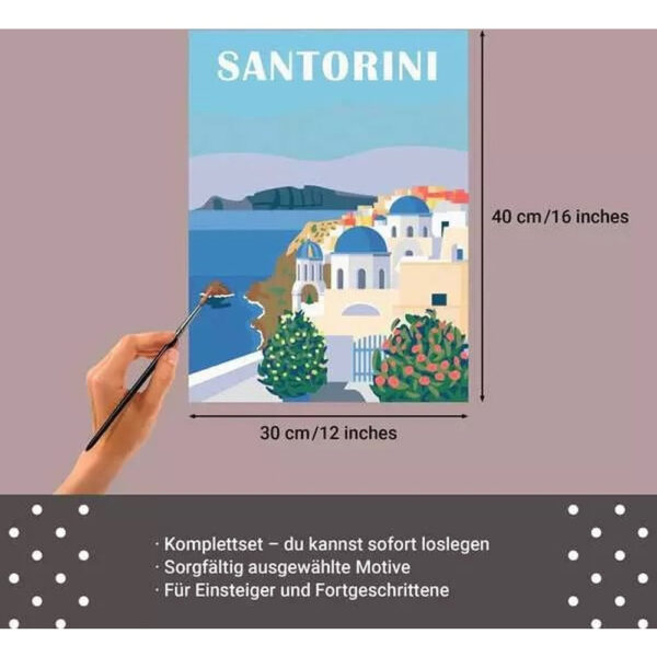 Ravensburger - Pictura pe numere Tablou Canvas Santorini - RVSPBN23906