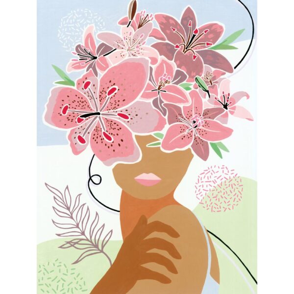 Ravensburger - Pictura pe numere Tablou Canvas femeie cu flori in cap - RVSPBN23908