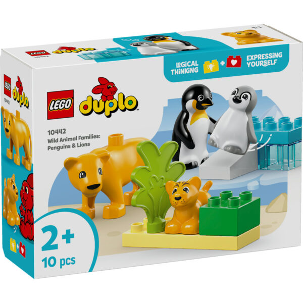 LEGO DUPLO - Familii de animale salbatice: Pinguini si lei 10442, 10 piese