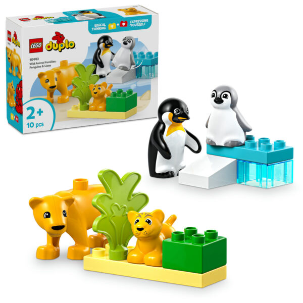 LEGO DUPLO - Familii de animale salbatice: Pinguini si lei 10442, 10 piese