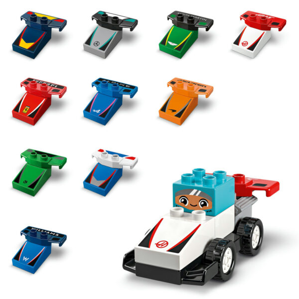 LEGO DUPLO - Echipa F1: Masini si piloti de curse 10445, 70 piese