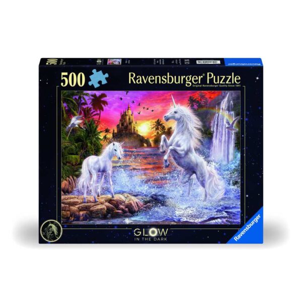 Ravensburger - Puzzle unicorni la rau 500 piese care lumineaza in intuneric design nou - RVSPA00471