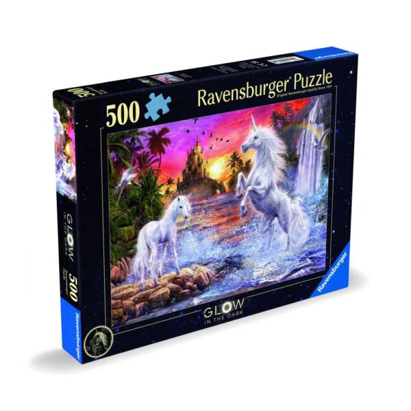 Ravensburger - Puzzle unicorni la rau 500 piese care lumineaza in intuneric design nou - RVSPA00471