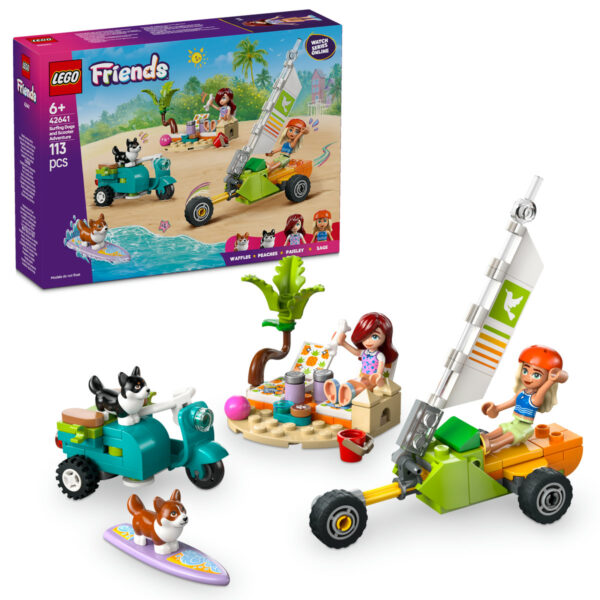 42641-lego-friends LEGO Friends - Aventuri cu catei la surfing si pe scuter 42641, 113 piese
