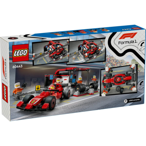 LEGO City - Boxa si mecanici F1 cu masina Ferrari 60443, 322 piese