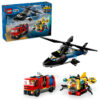 LEGO City - Elicopter, camion de pompieri si submarin remixate 60462, 874 piese
