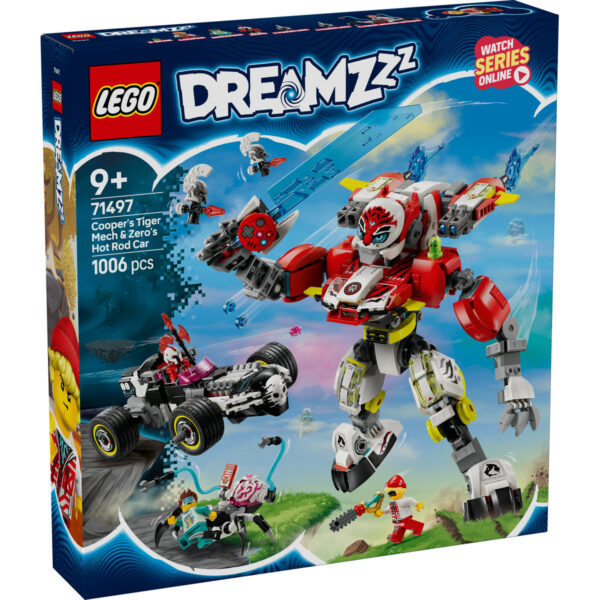 LEGO DREAMZzz - Robotul tigru al lui Cooper si masina hot rod a lui Zero 71497, 1006 piese