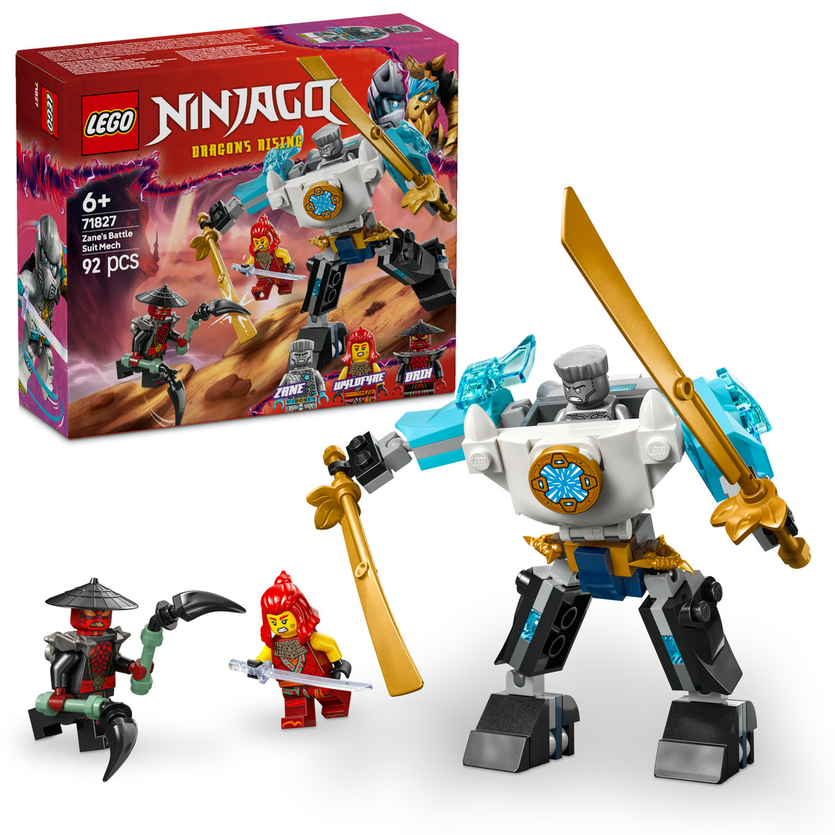 LEGO Ninjago - Costumul robot de lupta al lui Zane 71827, 92 piese