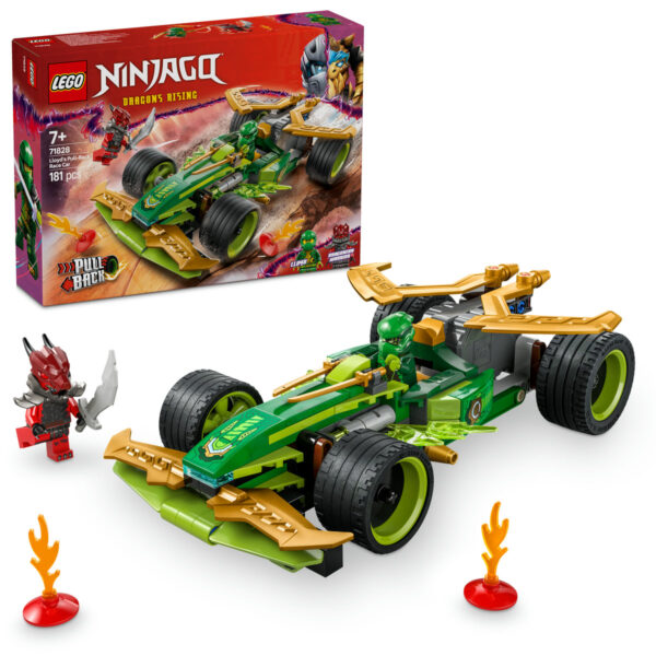 LEGO Ninjago - Masina de curse pull-back a lui Lloyd 71828, 181 piese