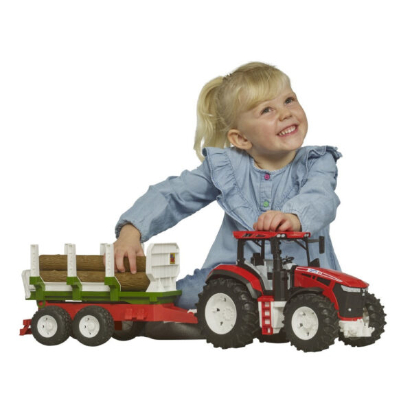 Bruder Tractor Roadmax cu remorca forestiera si 3 busteni - BR03453