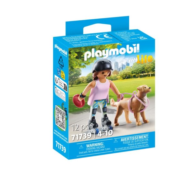 Playmobil - Figurina patinatoare cu animalut de colectie caine Retriever - PM71739