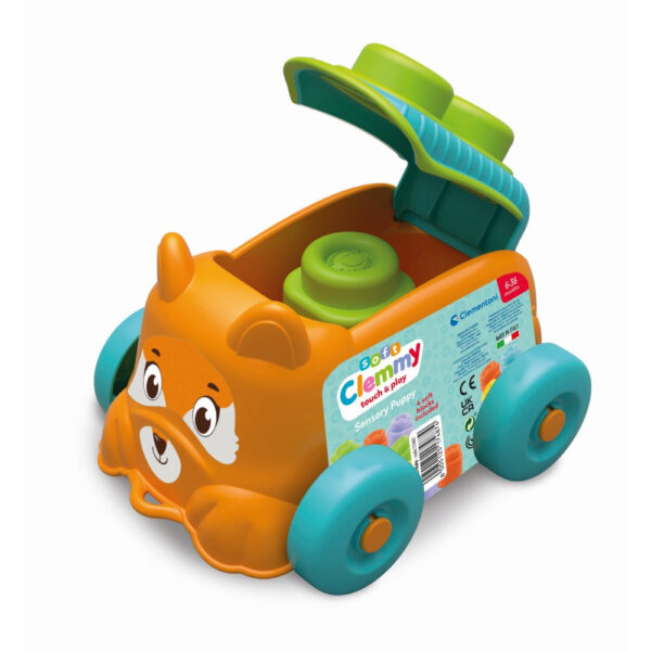 Clementoni - Jucarie educationala Soft Clemmy catel portocaliu cu cuburi moi - CL17487