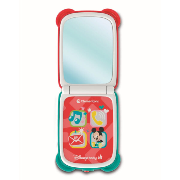 Clementoni - Telefon flip Mickey Mouse care dezvolta abilitatile motorii fine si simtul tactil - CL17514