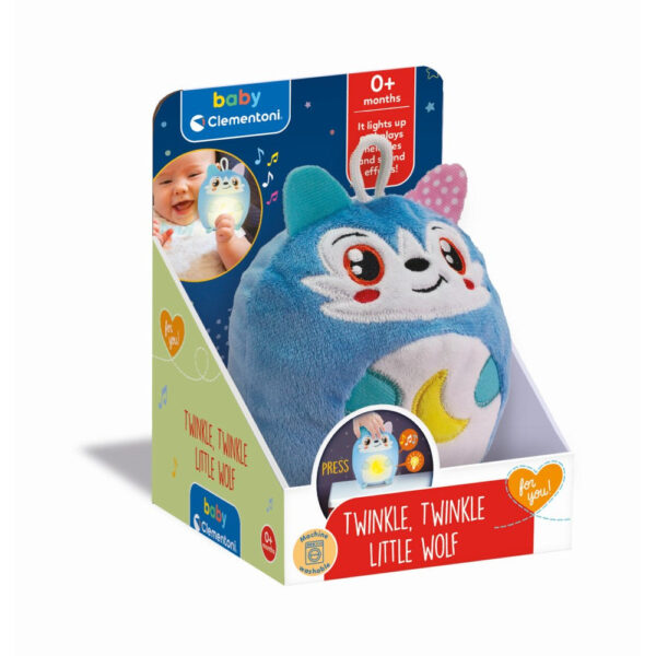 Clementoni - Jucarie lup de plus cu lumina de noapte si sunete pentru relaxare si somn linistit - CL17554