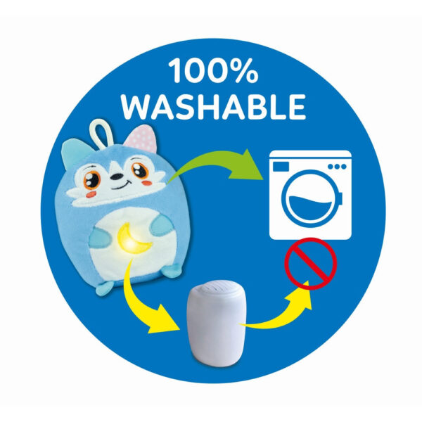 Clementoni - Jucarie lup de plus cu lumina de noapte si sunete pentru relaxare si somn linistit - CL17554