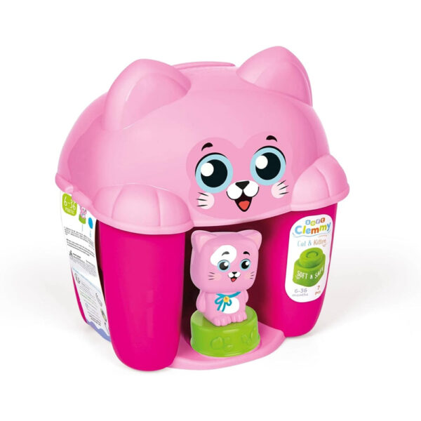 Clementoni - Jucarie educationala Soft Clemmy cos Pisicuta cu cuburi de constructie moi si lavabile - CL17768
