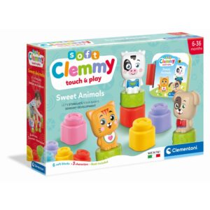 Clementoni - Set de joaca educational Soft Clemmy cu animalute 6 cuburi moi si carticica - CL17849