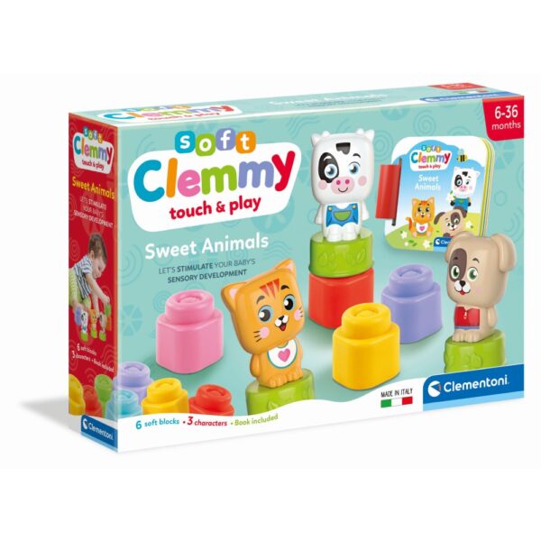 Clementoni - Set de joaca educational Soft Clemmy cu animalute 6 cuburi moi si carticica - CL17849