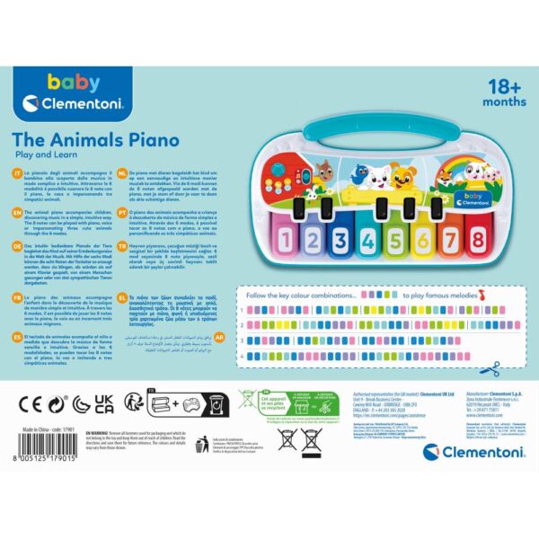 Clementoni - Pian interactiv cu 8 note muzicale ce ajuta copiii sa descopere muzica intr-un mod intuitiv - CL17901