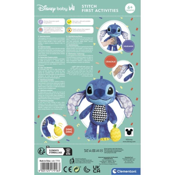 Clementoni - Plus Disney Stitch pentru dezvoltarea senzoriala ce se poate agata la carut sau patut - CL17918