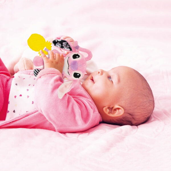 Clementoni - Jucarie senzoriala plus Disney Stitch Angel cu zornaitoare pentru dezvoltarea simturilor - CL17937