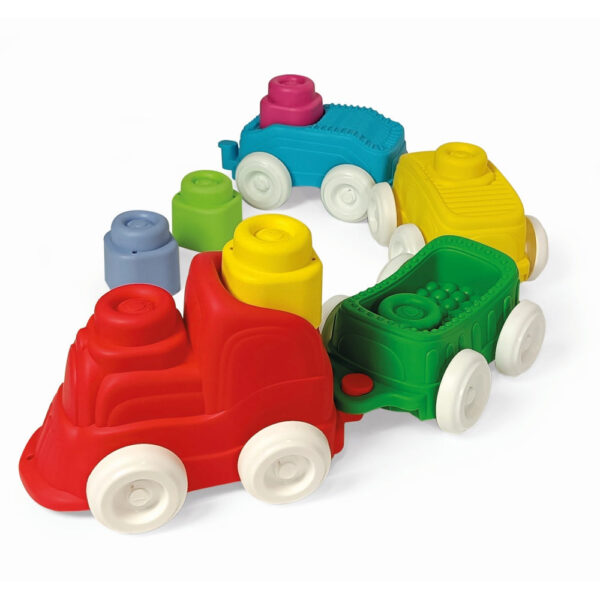 Clementoni - Jucarie educationala Soft Clemmy tren senzorial pentru dezvoltarea senzoriala si motorie a copiilor - CL17961