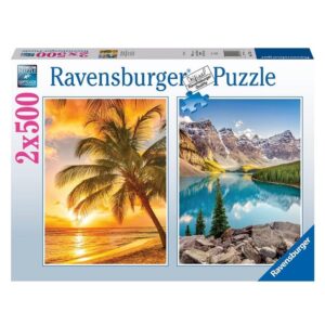 Ravensburger - Puzzle plaja si munte 2x500 piese - RVSPA00230