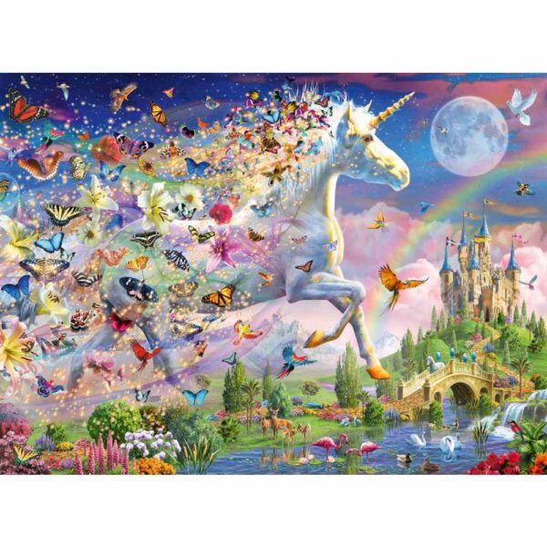 Ravensburger - Puzzle Star Line Unicorn si fluturi care lumineaza in intuneric 200 piese XXL - RVSPC00872
