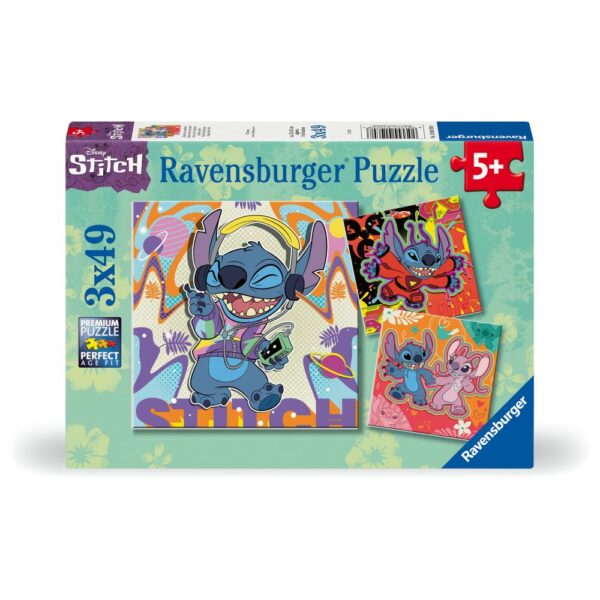 Ravensburger - Puzzle Disney Stitch in ritmul muzicii 3x49 piese - RVSPC01070