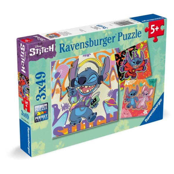 Ravensburger - Puzzle Disney Stitch in ritmul muzicii 3x49 piese - RVSPC01070