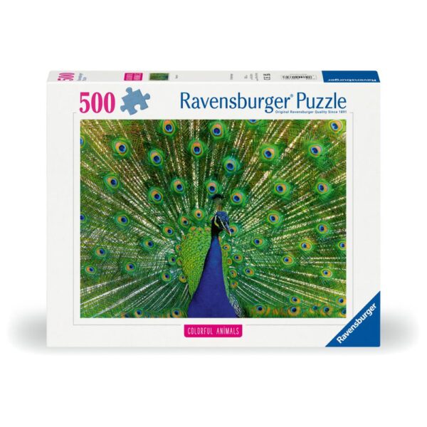 Ravensburger - Puzzle animale colorate paun 500 piese - RVSPA01332