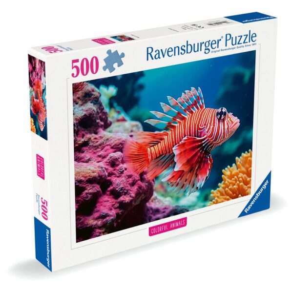 Ravensburger - Puzzle animale colorate pestele leu rosu 500 piese - RVSPA01334