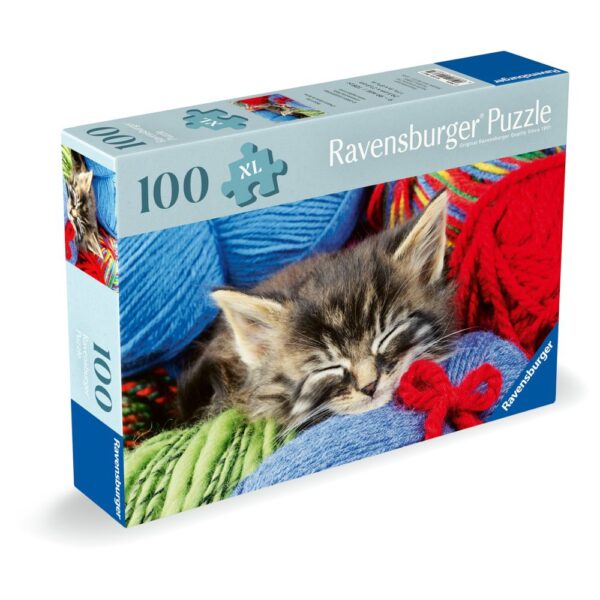 Ravensburger - Puzzle pentru varstnici pisicuta cu sablon de imagine si suport din carton 100 piese mari XL - RVSPA01363