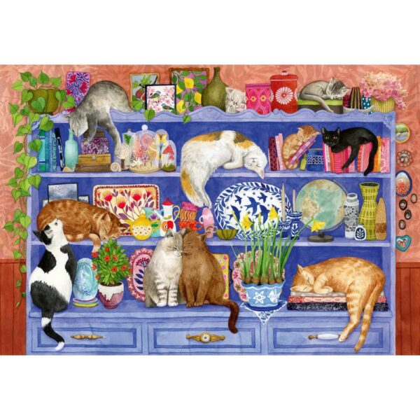 Ravensburger - Puzzle pentru varstnici pisicute pe raft cu sablon de imagine si suport din carton 200 piese mari XL - RVSPA01367