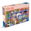 Ravensburger - Puzzle pentru varstnici pisicute pe raft cu sablon de imagine si suport din carton 200 piese mari XL - RVSPA01367