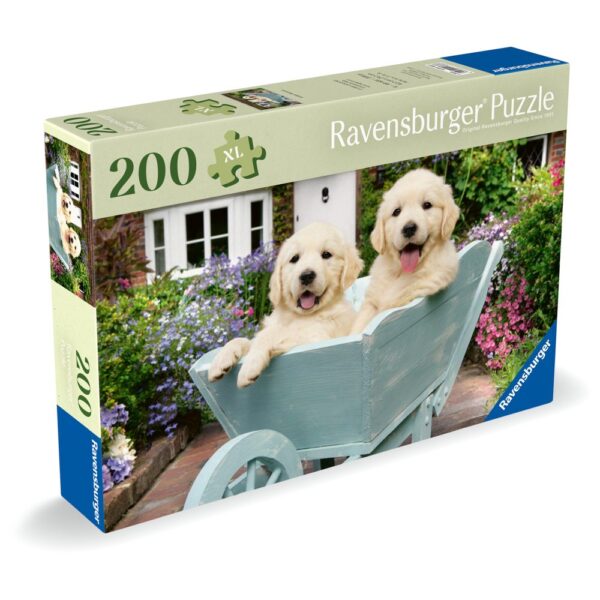 Ravensburger - Puzzle pentru varstnici Golden Retriever cu sablon de imagine si suport din carton 200 piese mari XL - RVSPA01368