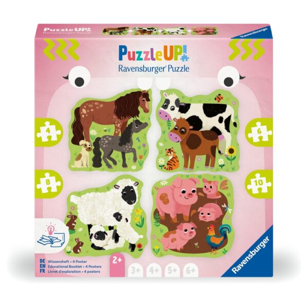 Ravensburger - Puzzle Up animale de la ferma 4 puzzle contur 4 6 8 10 piese - RVSPC04001