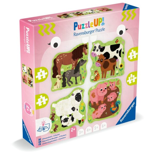 Ravensburger - Puzzle Up animale de la ferma 4 puzzle contur 4 6 8 10 piese - RVSPC04001